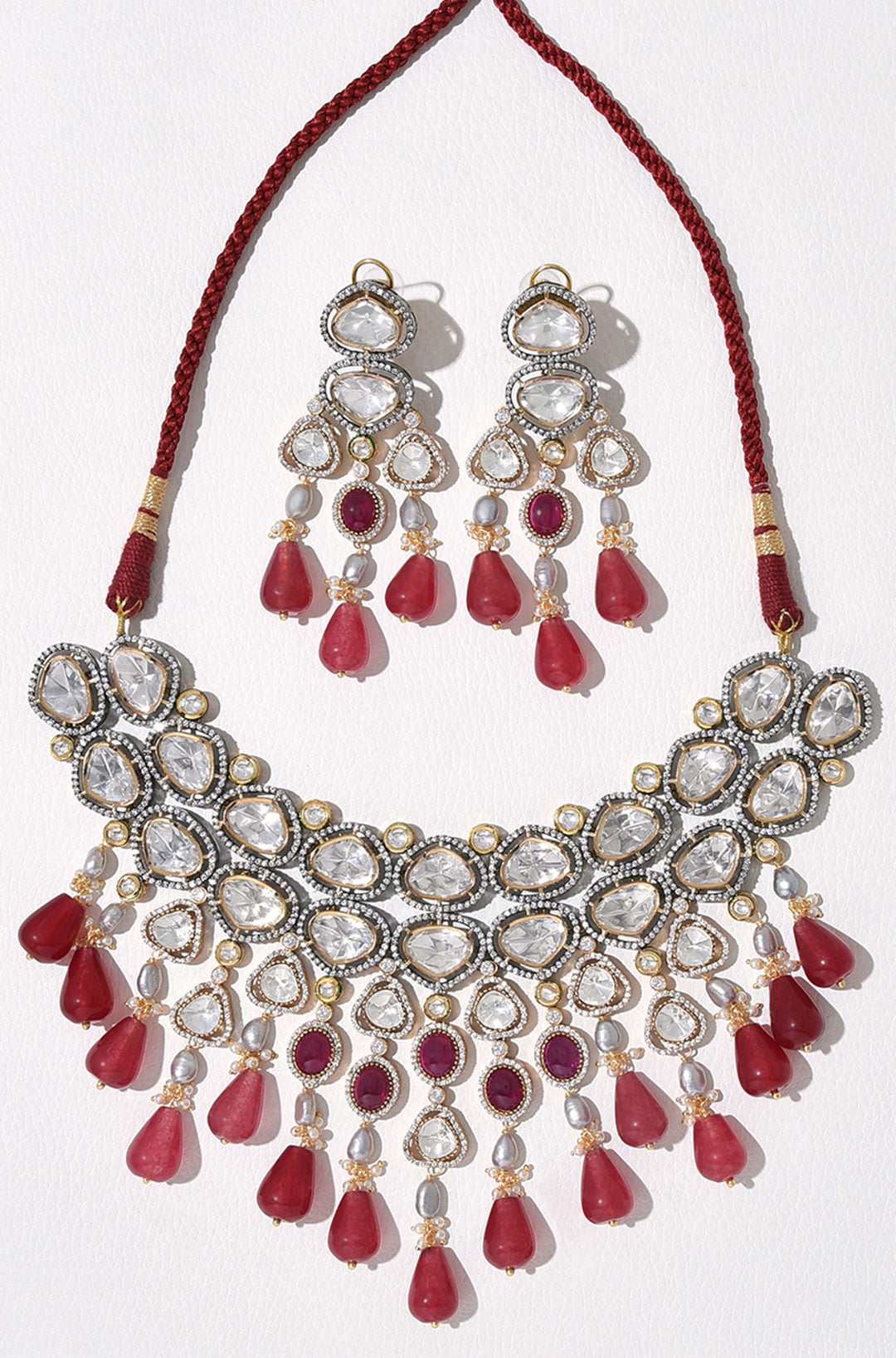 Red Polki Bridal Choker Set