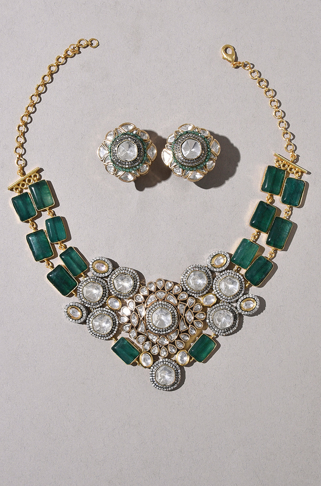 Green Polki Bridal Choker Set