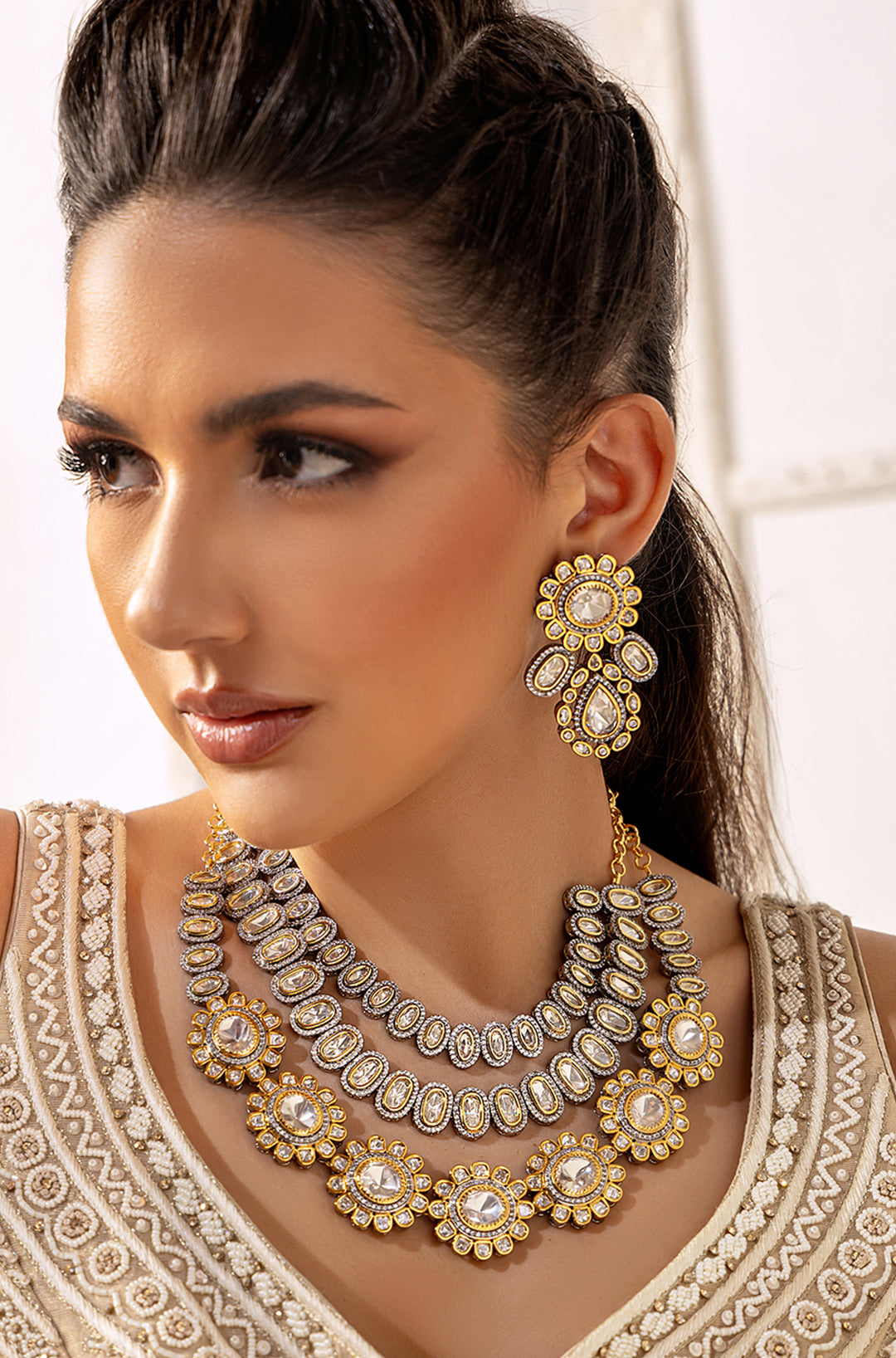 2 in 1 Polki Bridal Necklace Set