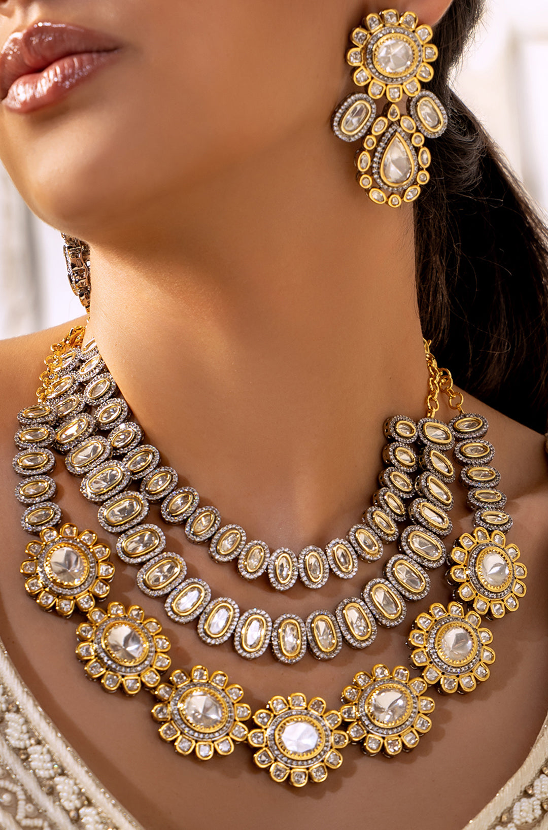 2 in 1 Polki Bridal Necklace Set