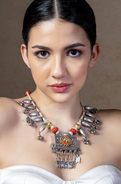 Silver Tone Bespoke Bohemian Necklace-1