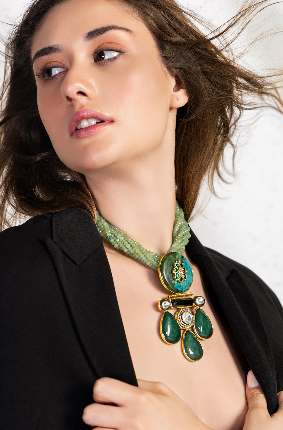 Green Bespoke Bohemian Necklace