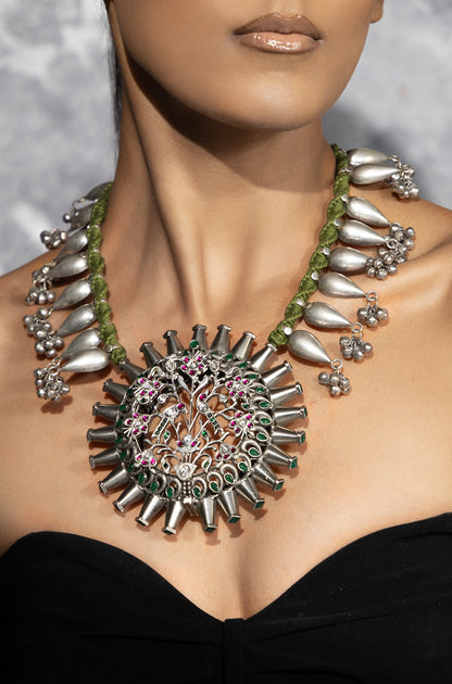 Silver Tone Bespoke Pendant Necklace