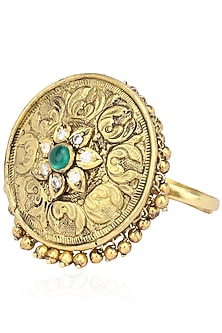 Gold Plated Exquisite Embossed and Ghungroo Ring