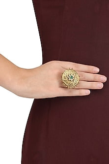 Gold Plated Exquisite Embossed and Ghungroo Ring