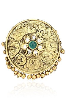 Gold Plated Exquisite Embossed and Ghungroo Ring