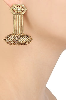 Gold Plated Hexagon Drop Earrings
