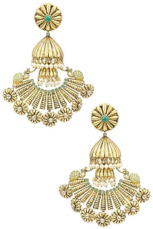 Gold Plated Peacock Ending Jhumka Long Earrings