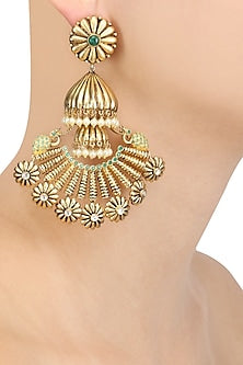 Gold Plated Peacock Ending Jhumka Long Earrings