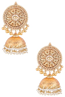 Gold Plated Pearl Hanging Jhumka Earrings