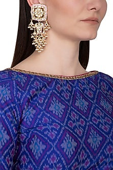 Gold Plated Pearl Hanging Long Earrings