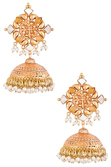 Gold Plated Pearl Hanging Long Jhumka Earrings