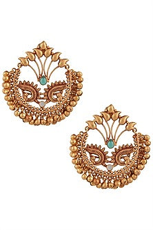 Gold Finish Textured Beads Bali Earrings