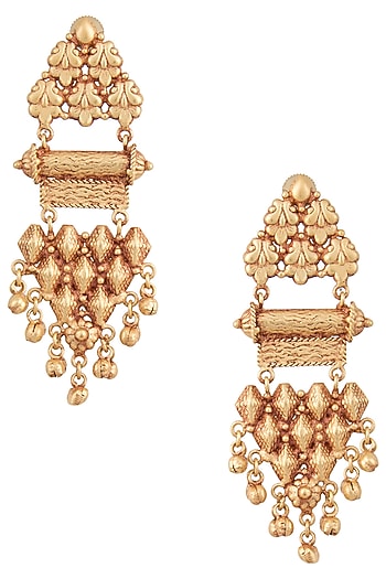 Gold Finish Textured Earrings