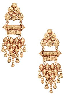 Gold Finish Textured Earrings
