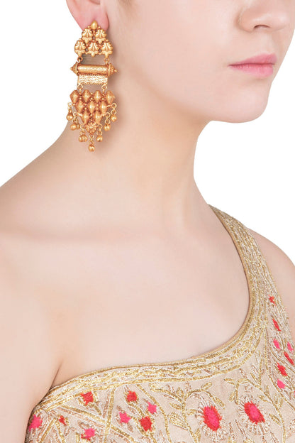 Gold Finish Textured Earrings