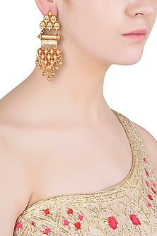 Gold Finish Textured Earrings