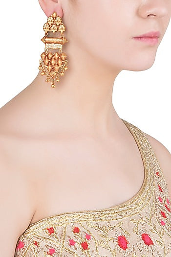 Gold Finish Textured Earrings