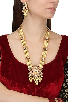 Gold Finish Floral Enamel Choker Necklace Set