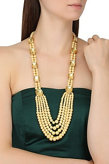Gold Finish Pearl Multiple String Necklace