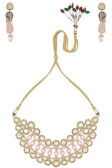Gold Finish Zircons and Pearl Necklace Set