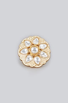 Gold Finish Kundan Polki Ring