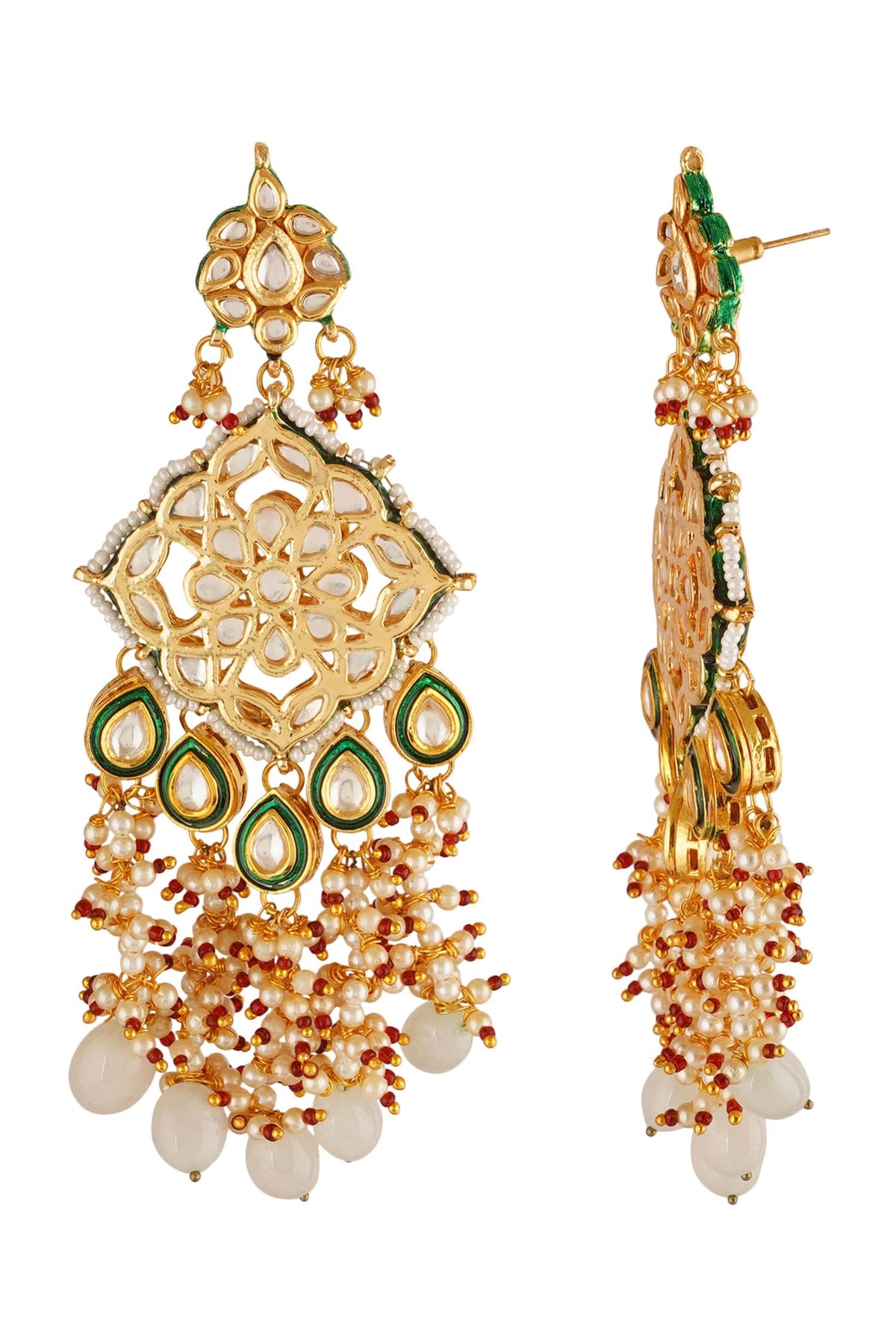 Floral & Leaf Carved Dangler Earrings 