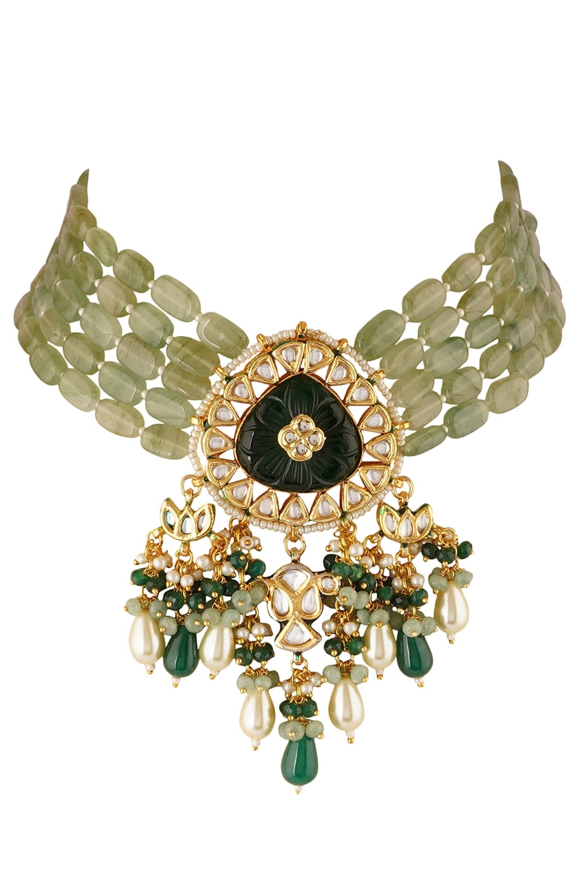 Kundan Carved Necklace Set 