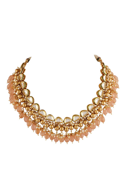 Bead Drop Carved Necklace Set 