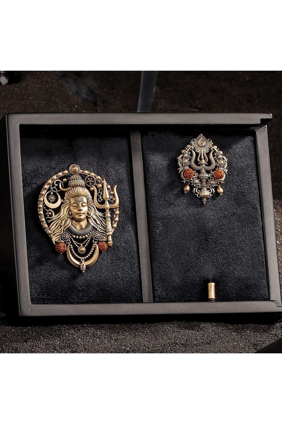 Antique Gold Brass Brooch & Lapel Pin Set