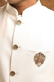 Antique Gold Brass Brooch & Lapel Pin Set