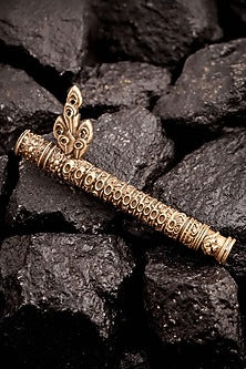 Antique Gold Brass Heritage Flute Brooch