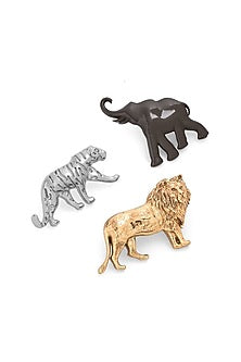 Multi-Colored Brass Brooch (Set of 3)