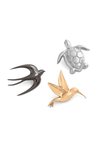 Multi-Colored Brass Brooch (Set of 3)
