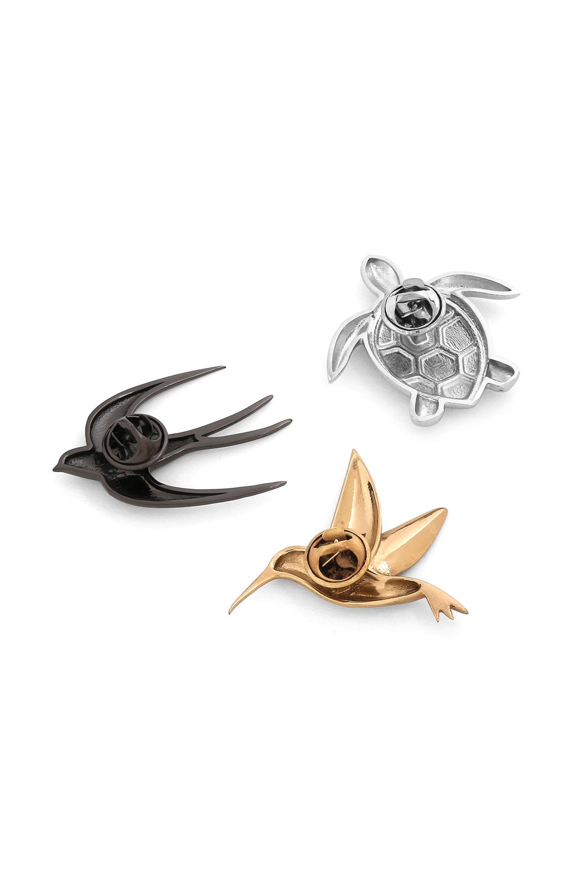 Multi-Colored Brass Brooch (Set of 3)