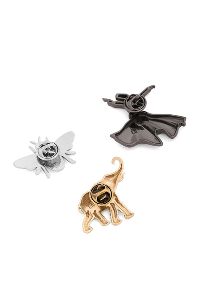 Multi-Colored Brass Brooch (Set of 3)