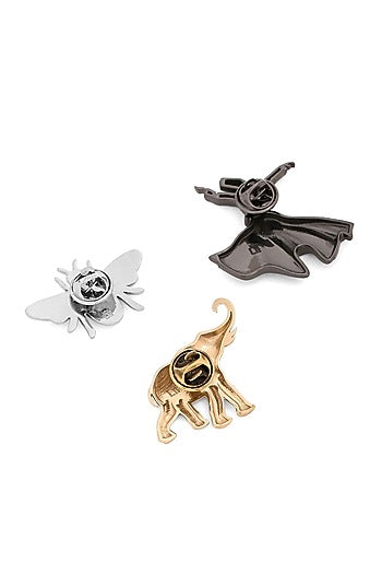 Multi-Colored Brass Brooch (Set of 3)