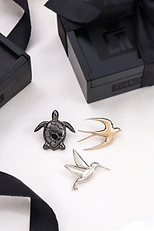 Multi-Colored Brass Brooch (Set of 3)