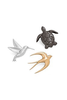 Multi-Colored Brass Brooch (Set of 3)