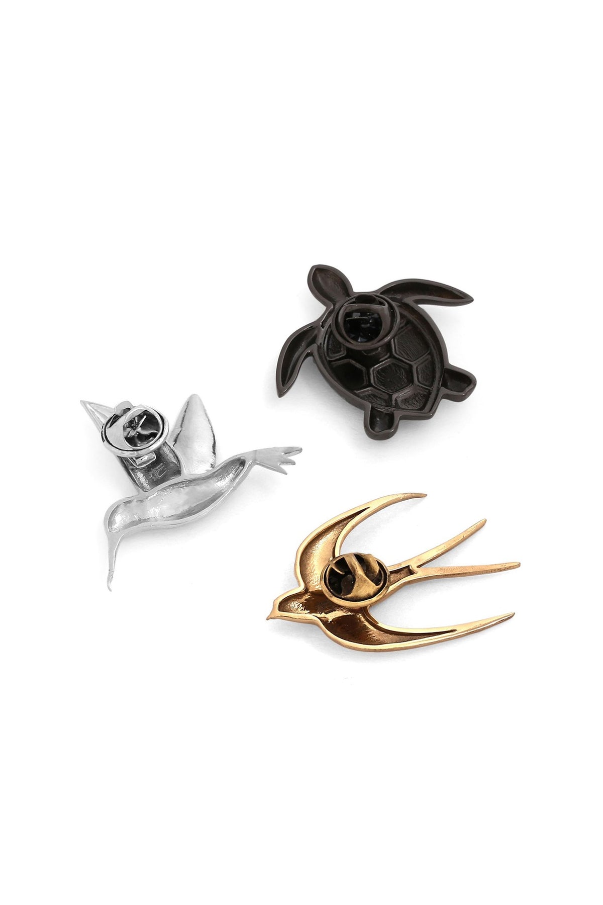 Multi-Colored Brass Brooch (Set of 3)