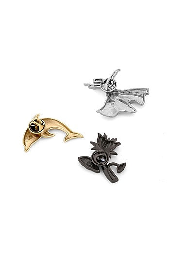 Multi-Colored Brass Brooch (Set of 3)