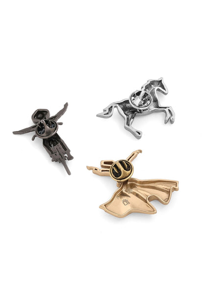 Multi-Colored Brass Brooch (Set of 3)