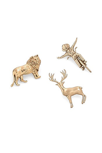 Gold Brass Brooch (Set of 3)