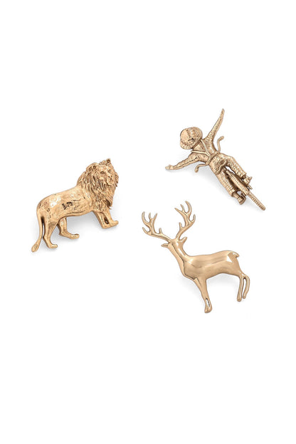 Gold Brass Brooch (Set of 3)