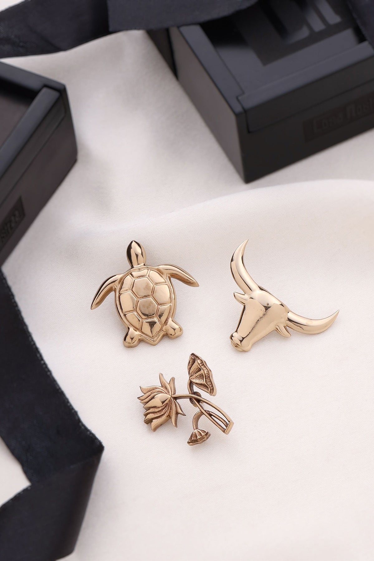 Gold Brass Brooch (Set of 3)
