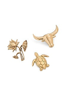 Gold Brass Brooch (Set of 3)