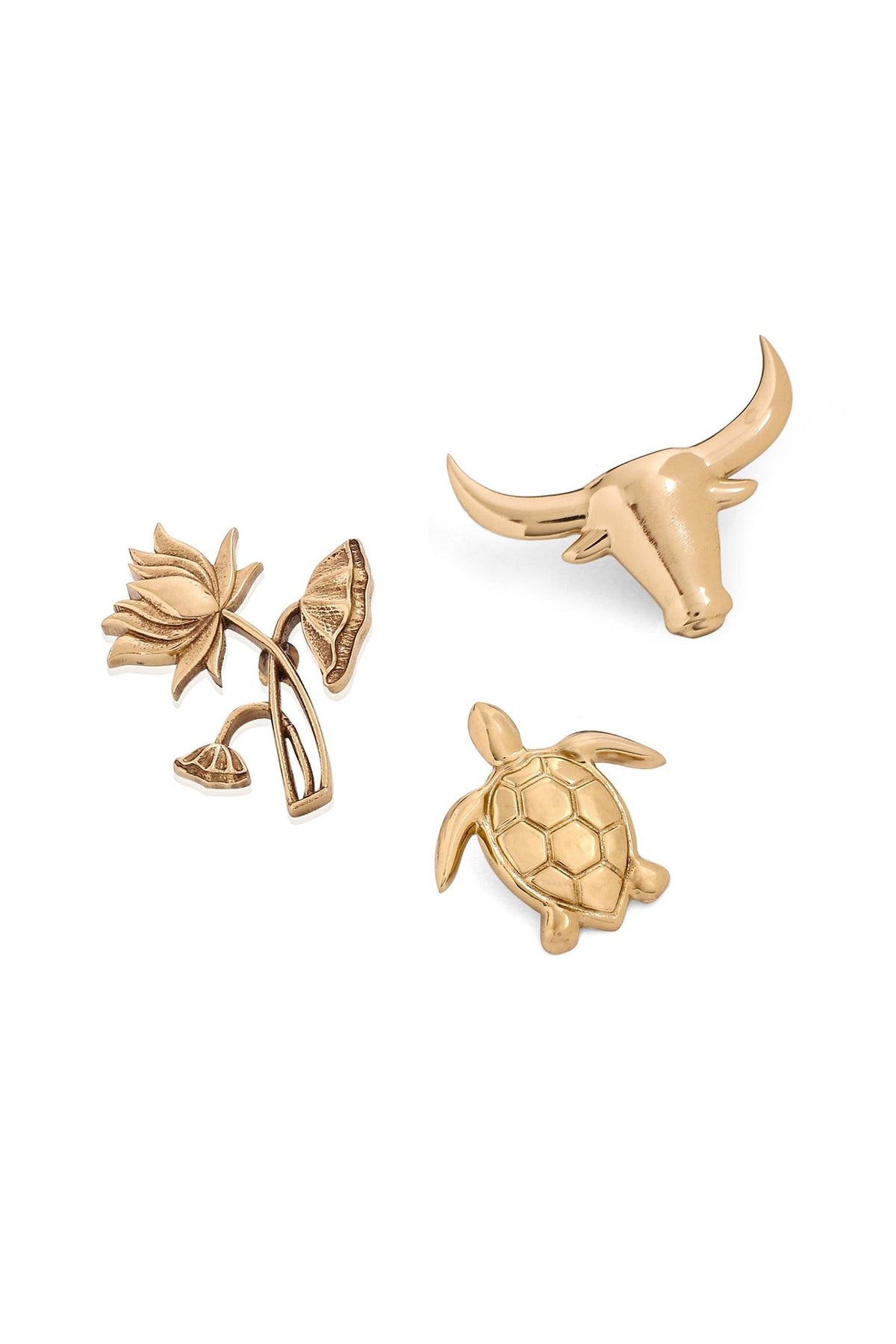 Gold Brass Brooch (Set of 3)