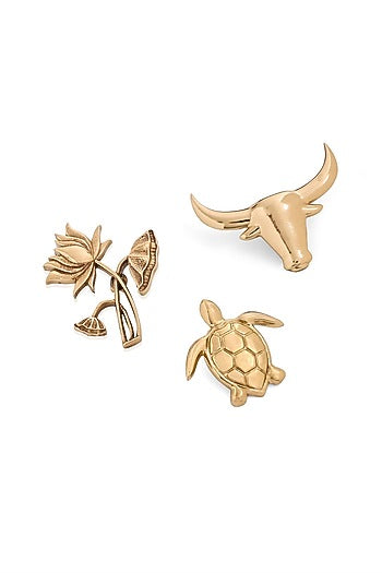 Gold Brass Brooch (Set of 3)