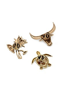 Gold Brass Brooch (Set of 3)