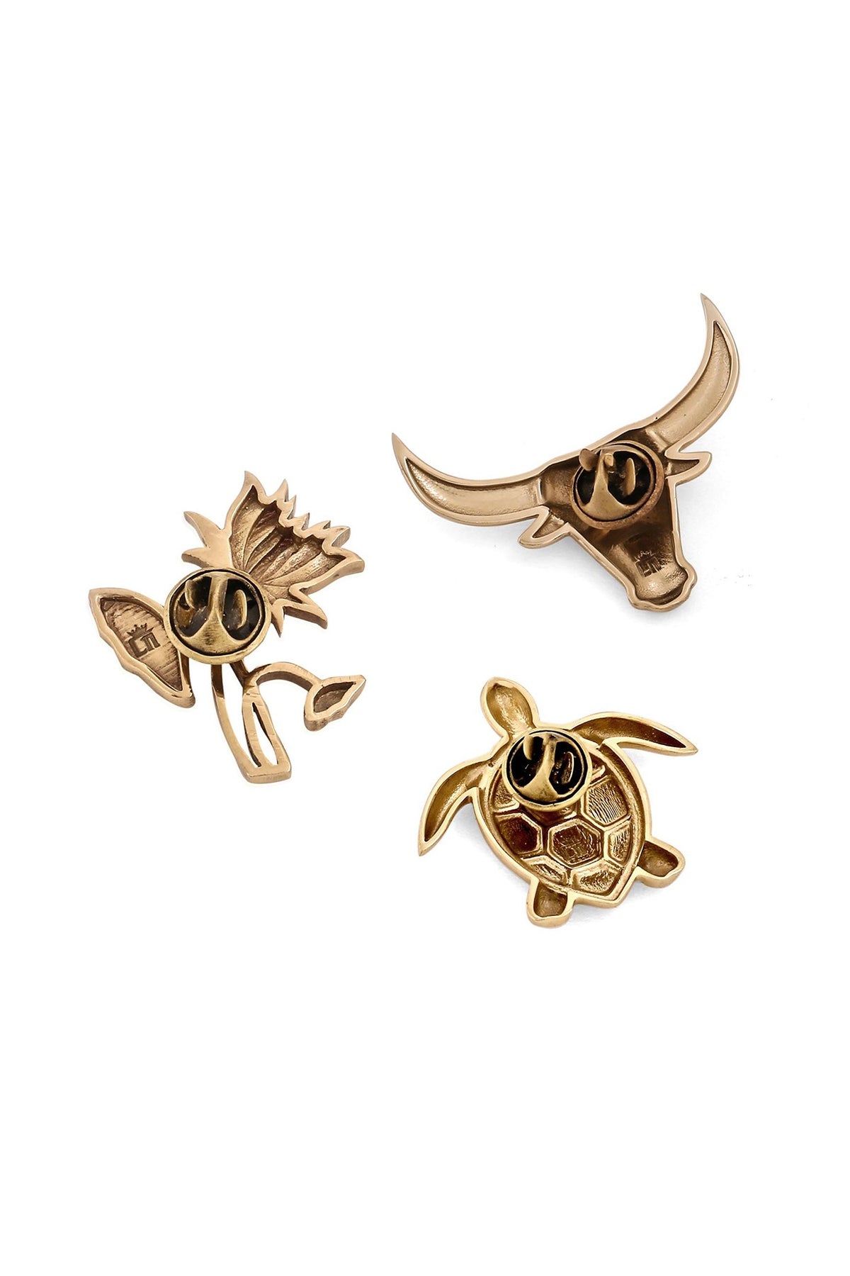 Gold Brass Brooch (Set of 3)